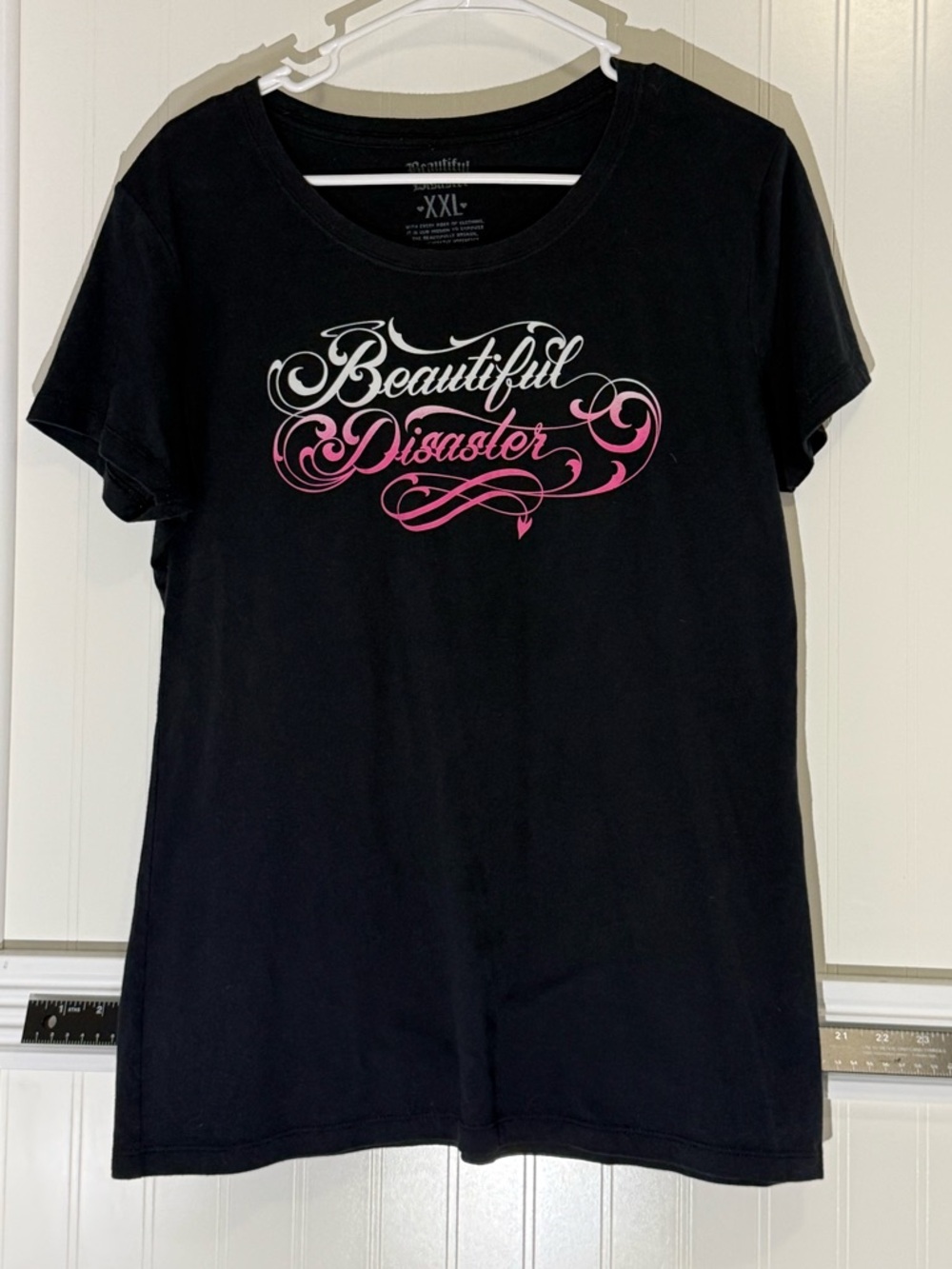 Beautiful Disaster Women's Black Loyalty Graphic Tee with Pink Script
